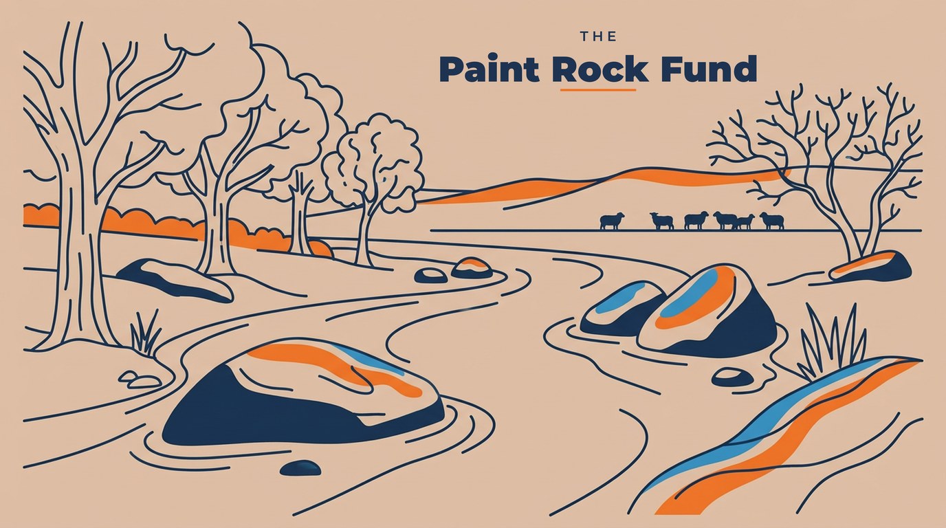 Painted rocks along a winding river, representing the Paint Rock Fund