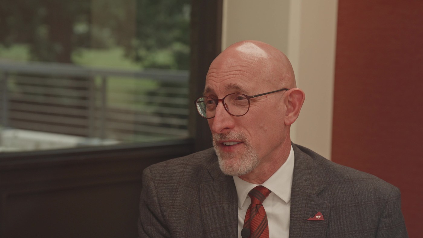 Dean Dan Givens of the Virginia-Maryland College of Veterinary Medicine during his interview for The Vet School in Our Backyard