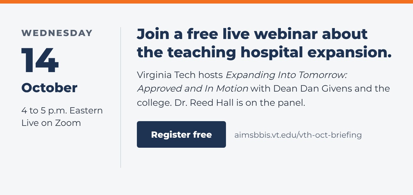 Join a free live webinar about the teaching hospital expansion on Wednesday, October 14, from 4 to 5 p.m. Eastern on Zoom. Register free.
